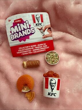 Mini Brands KFC Chicken Wrap, Chicken Bucket, Pot Pie, and Cole Slaw Bundle